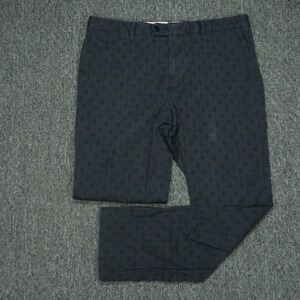 Etro Pants Mens 34x29 Blue Geo Chino Flat Front Trousers Italy